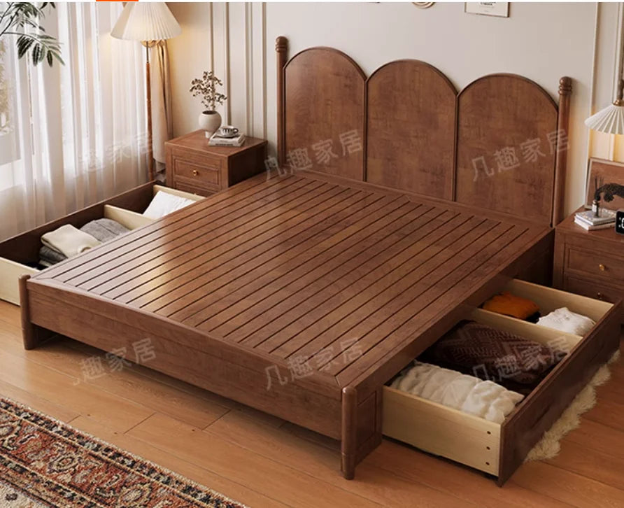 Bedroom Aesthetic Beds Unique Luxury Girls Nordic Storage Space Headboard Bed King Size Modern Lit Deux Place Home Decoration