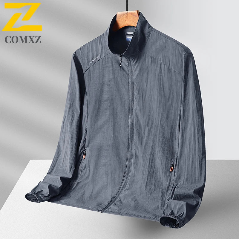 Summer Sun Protection Clothing Mens Gym Lightweight Breathable UV Protection Lapel Coat Casual Fishing Hiking Solid Color Jacket