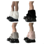 Faux Furs Leg Warmer,Warm Soft Cozy Fuzzy Leg Warmer Boot Cuffs Cover for Women Party Costumes Boot Sleeves Boot Covers