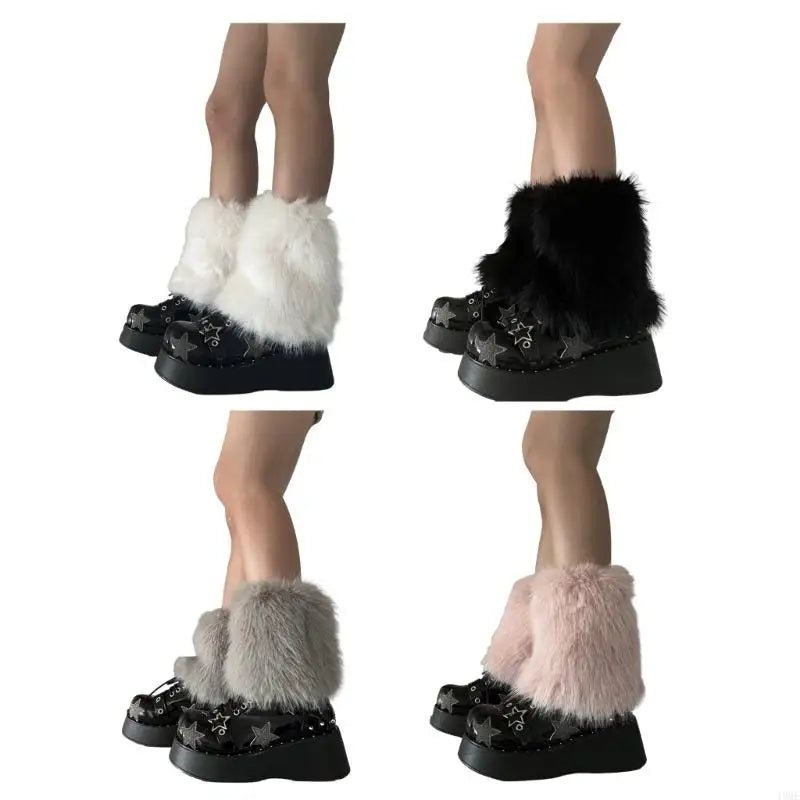 Faux Furs Leg Warmer,Warm Soft Cozy Fuzzy Leg Warmer Boot Cuffs Cover for Women Party Costumes Boot Sleeves Boot Covers