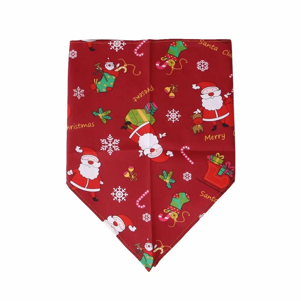 Festive Pet Bandanas  Print Dog Cat Bibs Holiday Themed Triangle Scarf Pet Drool Towel Xmas Animal Accessories