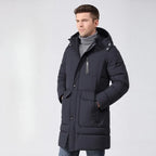 Winter Coat for Men Winter Jackets Water Resistant Warm Thicken Casual Versatile Puffer Coat Men Mid Length Cotton Padded Jacket