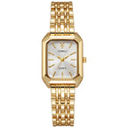 Luxury Ladies Fashion Quartz Watch Simple Scale Square Quality Gold Plated Women Watches Business Stainless Steel Folding Clock