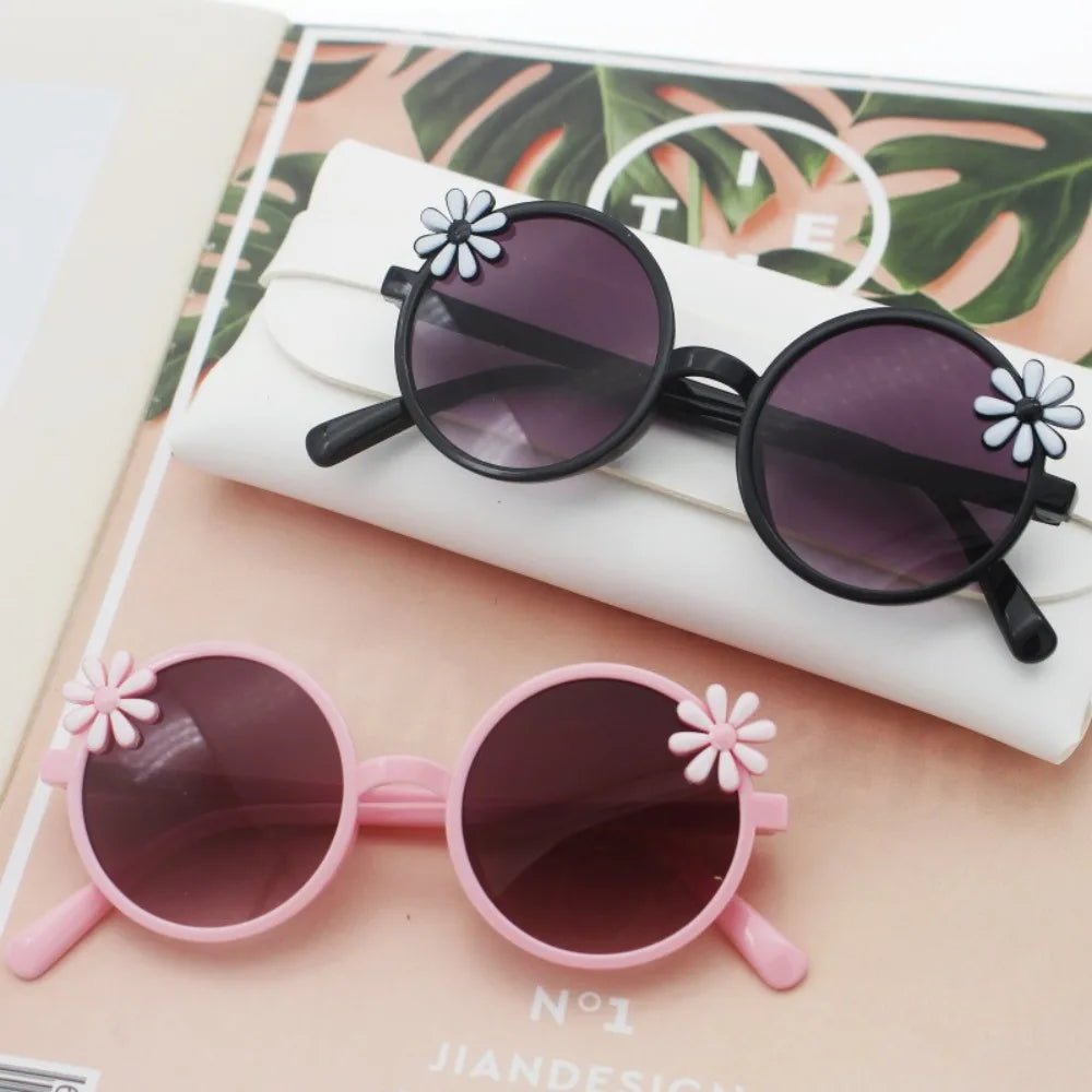 Shades Flower Sunglasses Kid Sunglasses Anti Radiation Glass Blocking Sunglasses Round Frame Eyewear Children Eyeglass Travel