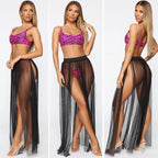 Women Summer Holiday Beachwear Cover Up Sexy See-Through Casual Beach Skirt Ladies Mesh Voile Transparent Long Skirt