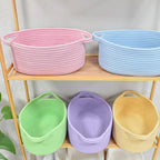 Easter Rope Basket With Transparent Packaging Bag And Ribbon Bow Woven Basket Open Dish Storage Basket Shelf Basket Key Towel