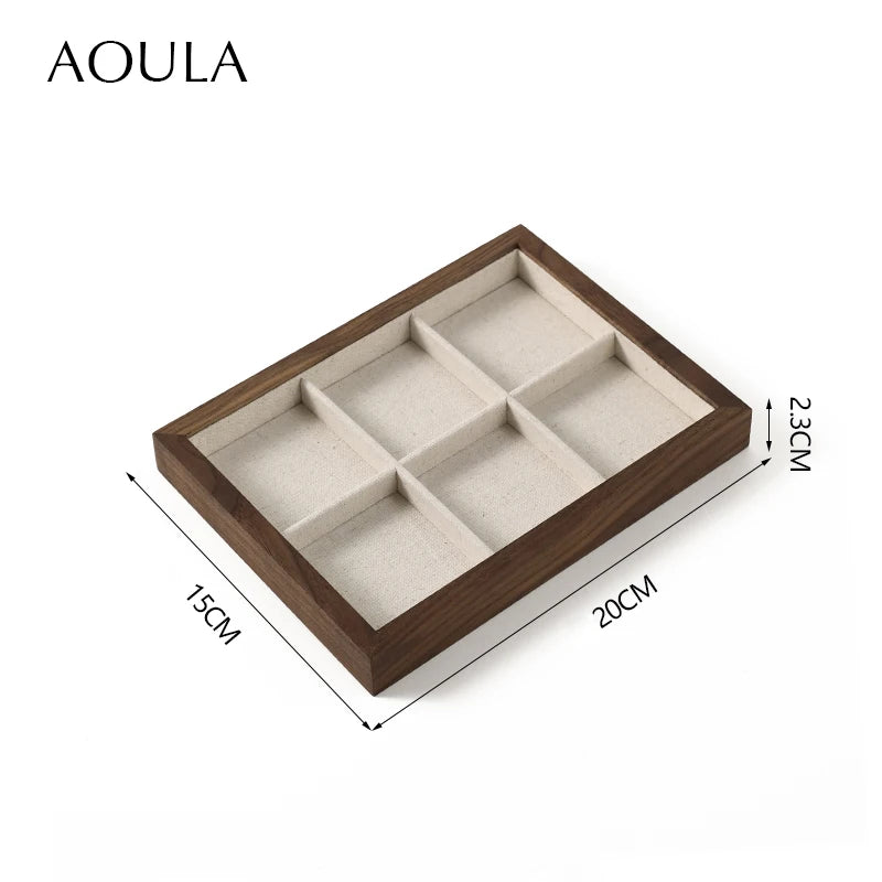 Stackable Ring Earring Jewelry Storage Multi Use Tray Bracelet Necklace Display Stand Holder Wooden Counter Top Drawer Organizer