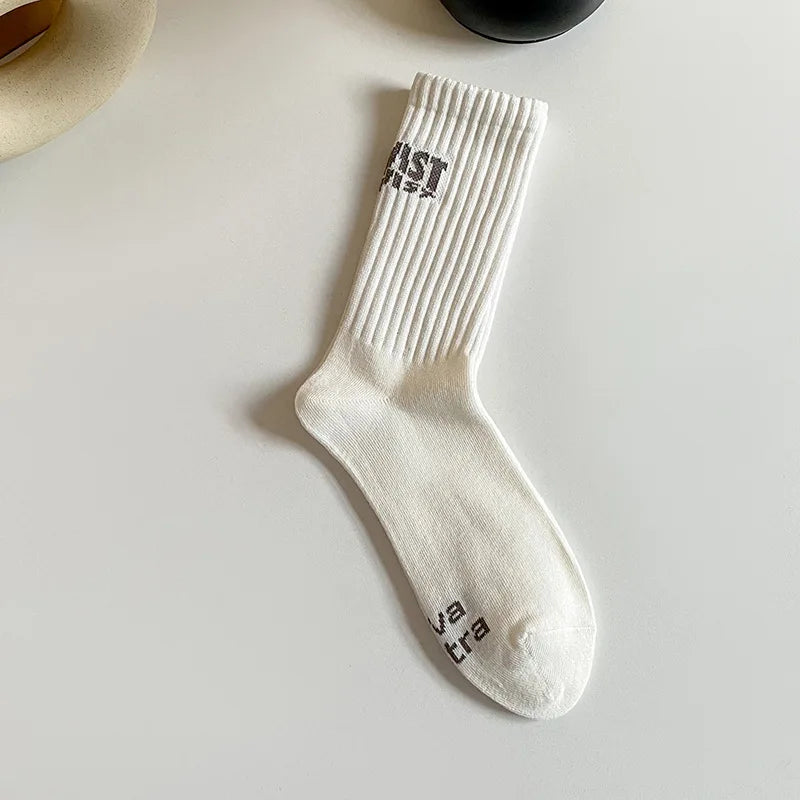Men Socks Cotton Mid Calf Socks for Men Sports Letter Print Stockings Breathable Comfortable Stockings All Match Socks for Men