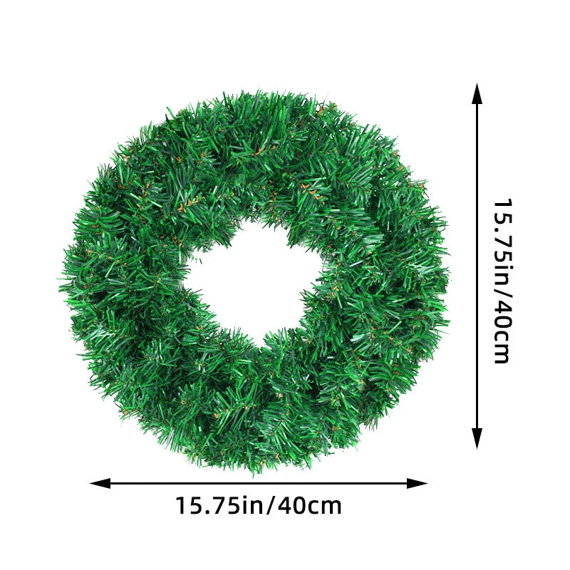 30/40cm Artificial Green Wreath PVC Wall Wreaths Seasonal Home The Wreath Christmas Ribbon Wreath Front Door Fall Wreaths