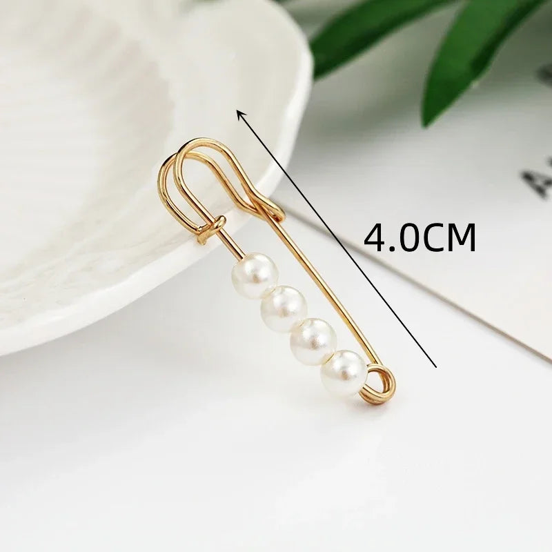 Broche Set Big Beads Fashion Clothing Brooches for Women Pearl Lapel Safety Sweater Coat Dress Pins Badge Buckle Accessories