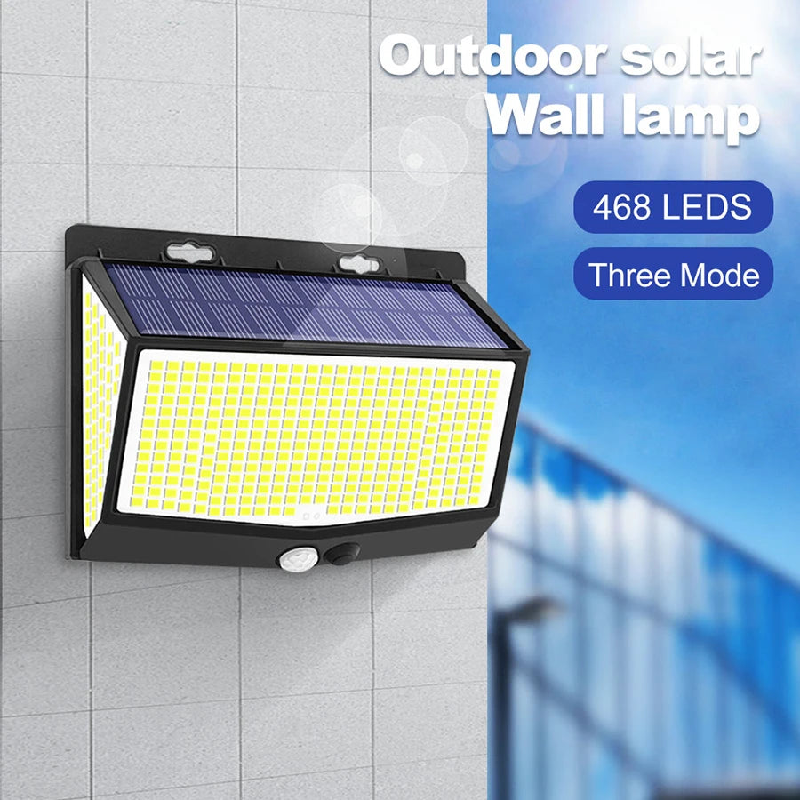 Outdoor Solar Light 468/208/138 LED Outdoor Solar Light LED Solar Security Lights Garden Waterproof 3 Modes Wall Lamp Fence Yard
