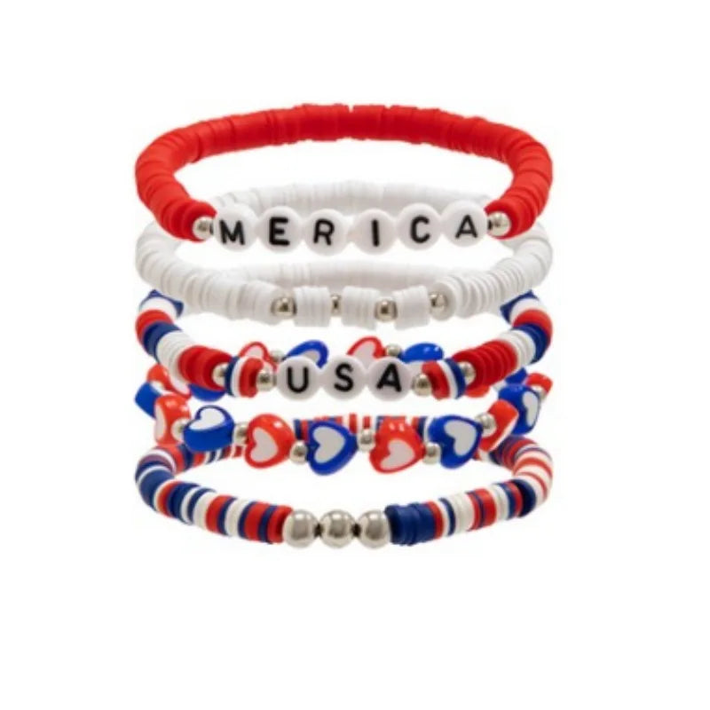 4th of July Outfits Bracelets For Women 3-7 Pack Patriotic Bracelet Decoration for Independence Day Celebration Jewelry Gifts