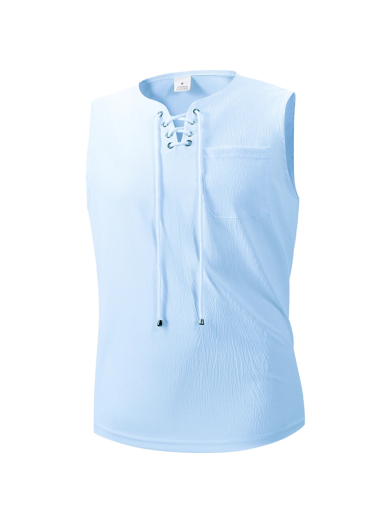 Summer Mens Tank Tops Vest Casual Comfortable breathable Sleeveless Shirts Loose Lace Up O-Neck Tops Streetwear