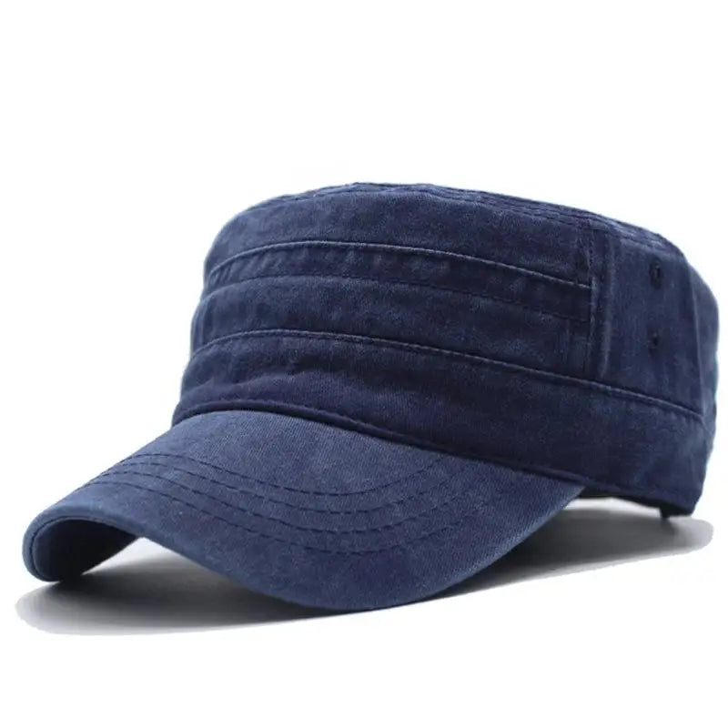 Men Thicker Denim  Flat Top Hat Solid Caps for Women Male Washed Caps Adjustable Flat Hats Unisex Cotton Sun Hat Wholesale