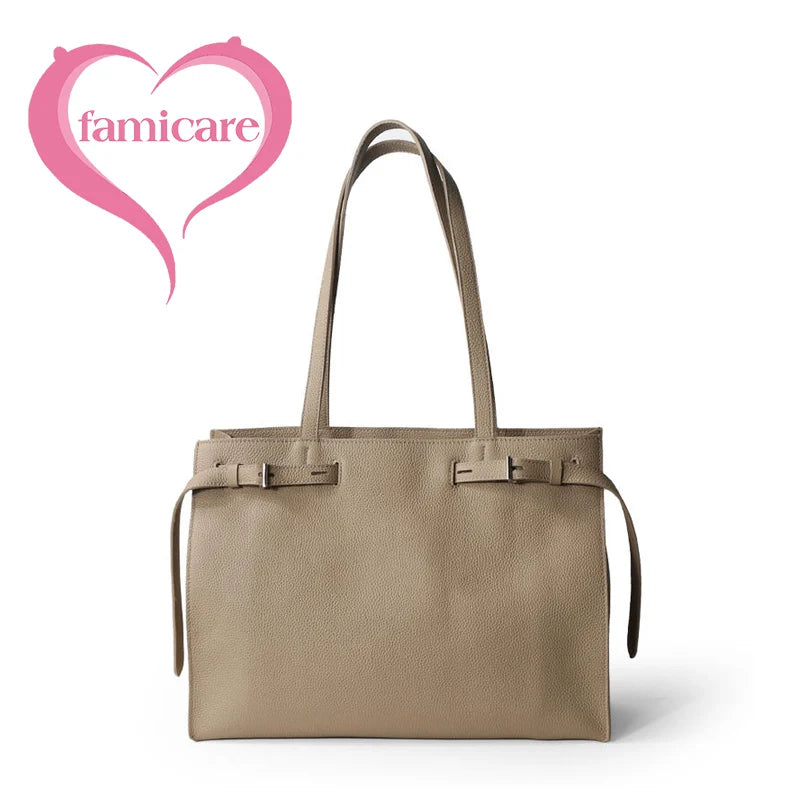 Women Totes Laptop Bag 2025 New Luxury Genuine Leather Commuter Handbag Female Large Capacity Minimalist Computer Shoulder Bag