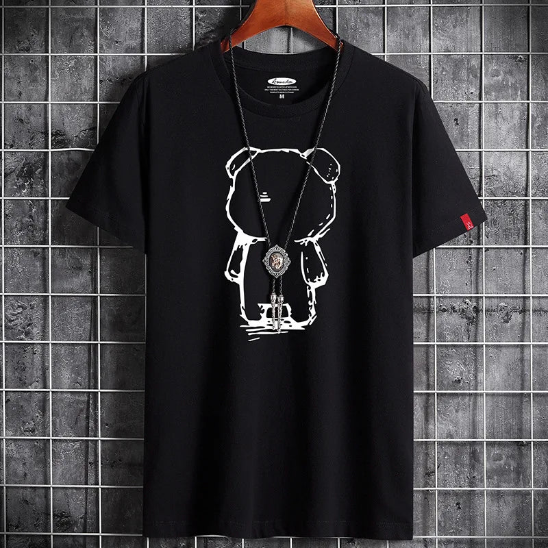 T Shirt for Men Men's Clothing Fitness White O Neck Anime Man T-shirt For Male Oversized Tops New Men T-shirts Goth Punk