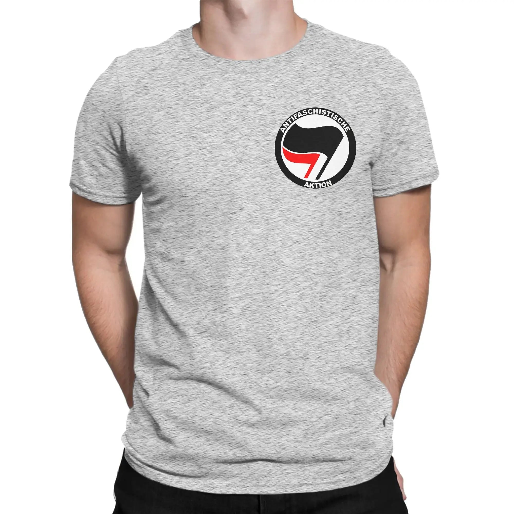 Man T-Shirt Anti Fascist Logo T Shirts Trendy Cool  Summer Tees Y2K Funny Custom DIY Cotton Tops Birthday Present