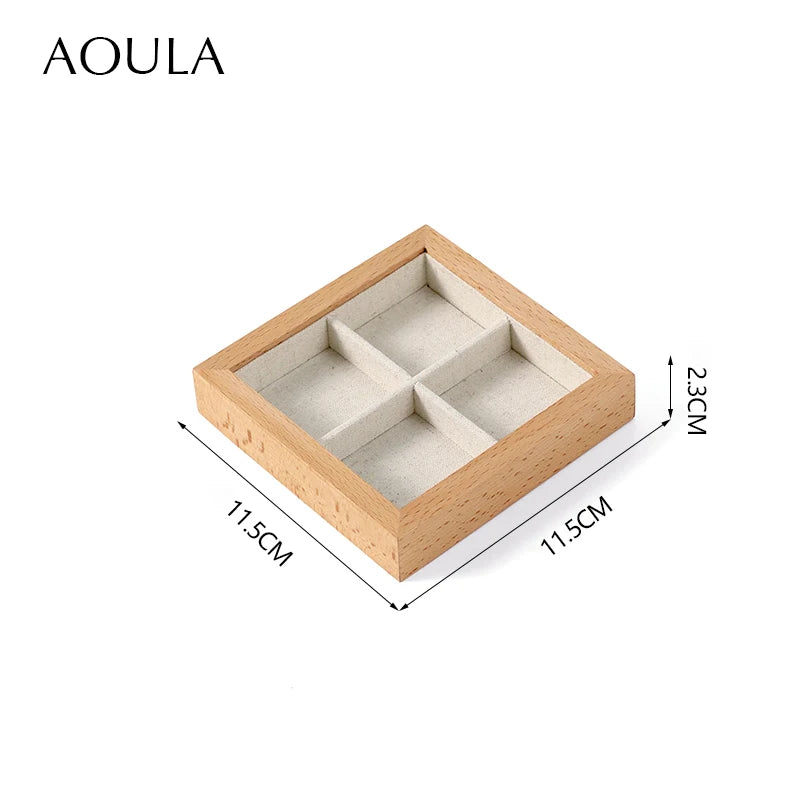 Stackable Ring Earring Jewelry Storage Multi Use Tray Bracelet Necklace Display Stand Holder Wooden Counter Top Drawer Organizer