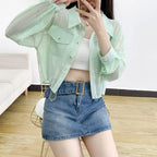 Summer Loose Chiffon Sunscreen Clothes for Women in Summer 2025 New Thin Casual Versatile Long-sleeved Cardigan Short Jacket