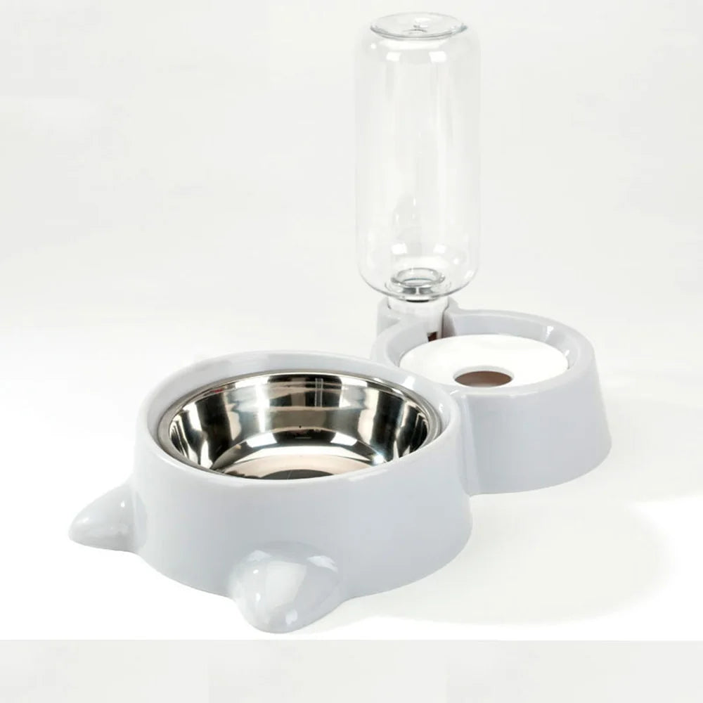 Pet Bowls Set for Dogs & Cats: Anti-Spill Food Bowl + Automatic Water Bowl, Non-Slip Pet Feeding Dishes Kit for Puppies Kittens