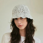 Korean Retro Hollow Crochet Knitted Bucket Hats for Men Women Summer Autumn Versatile Casual Basin Cap Casquettes