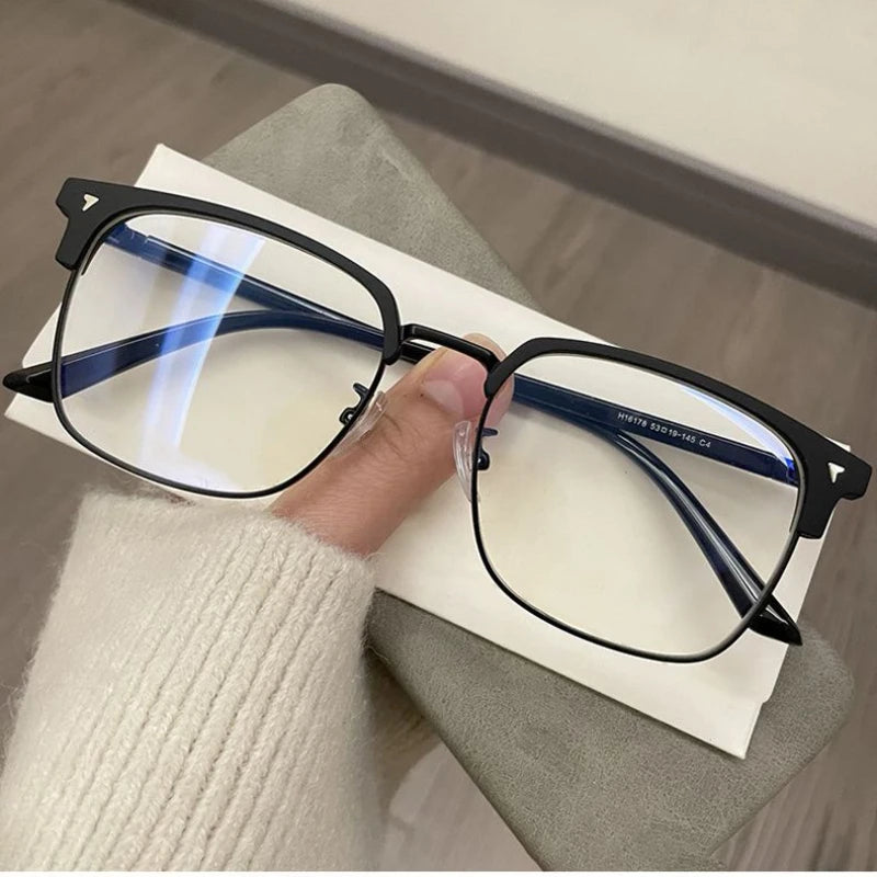 Blue Light Blocking Glasses for Men Women  Retro Half Frame Computer Optical Vintage Square Eyewear Anti-radiation Eyeglasses