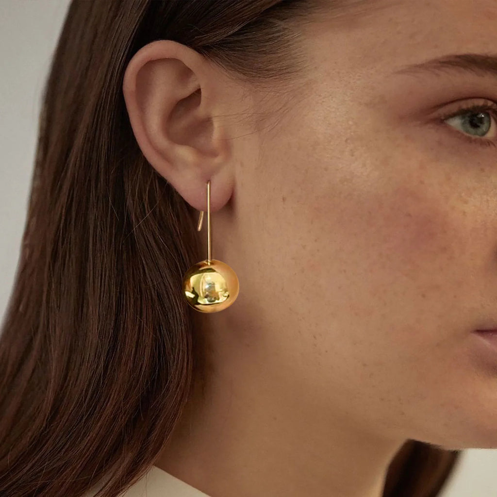 Drop Ball Earrings for Women Girls, Minimalist Polished Dangle Drop Earrings, Lightweight Hypoallergenic Jewelry