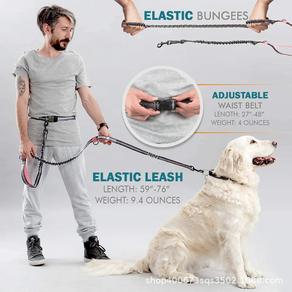 Pet Leash Pet Leash, Portable Running Sports Leash, Reflective Two-hand Handle Retractable Dog Leash, Dog Chain Leash