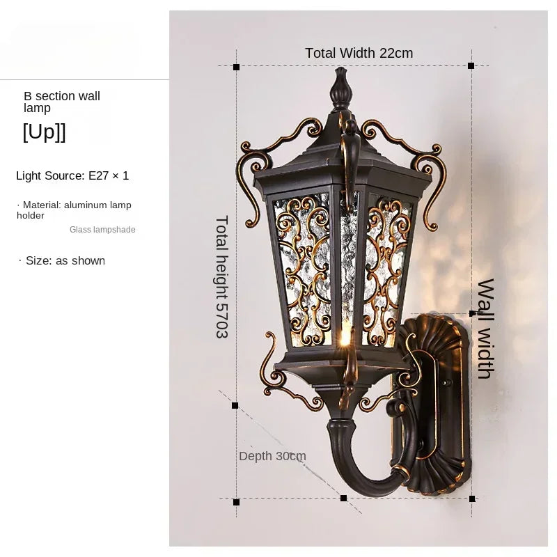 Outdoor wall light waterproof European style outdoor garden super bright home villa gate balcony exterior