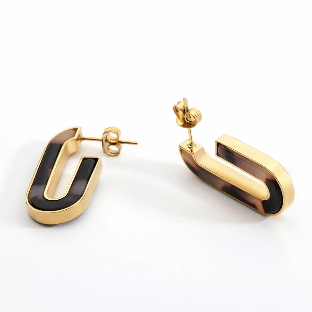 Studs Earrings For Women Tortoiseshell Acetate Resin Acrylic Heart Star Circle Geometric Earrings