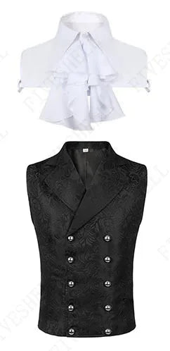 Men Steampunk Renaissance Cosplay Medieval Gothic Waistcoat Vest Vintage Vicotiran Jacquard Swallow Top Noble Fiveshell Costume