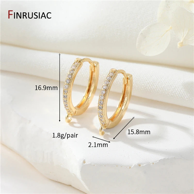 14K Gold Plated Earring Hooks Round Hoop Earrings For Jewelry Making Supplies,Fasteners For Earrings,DIY Earring Accessories