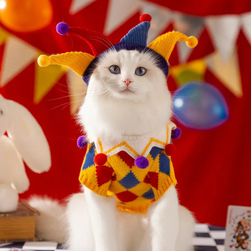 Cute Pet Dog Sweater Winter Dog Cat Warm Clothes Palid Puppy Coat Chihuahua Bichon Clothing Sweaters and Hat Set Dog Costume