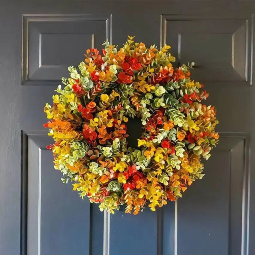 Autumn Eucalyptus Wreath Artificial Plants Background Wall Window Wedding Party Supplies Gifts Diy Christmas Home Decoration