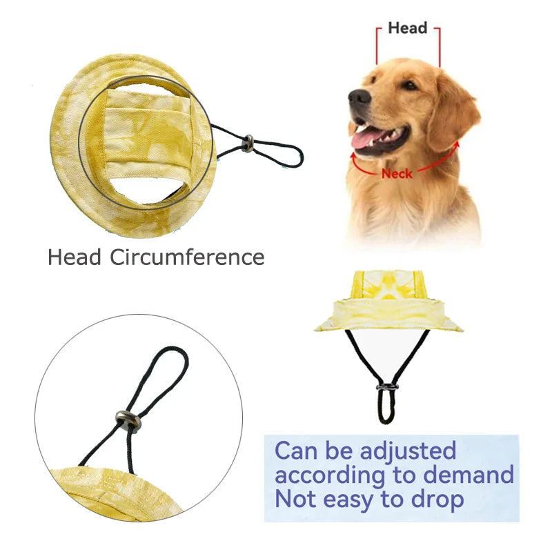 Pet Hats with Ear Holes Adjustable Baseball for Medium Small Dogs Summer Dye Cats Sun Cap Pet Outdoor Hat Supplies
