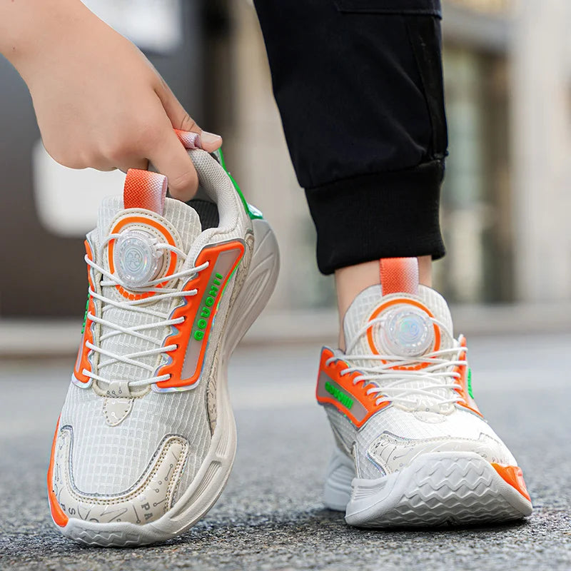 Children Shoes Autumn 2025 New style Breathable rotating button soft sole anti-slip and shock-absorbing sports shoes for boys