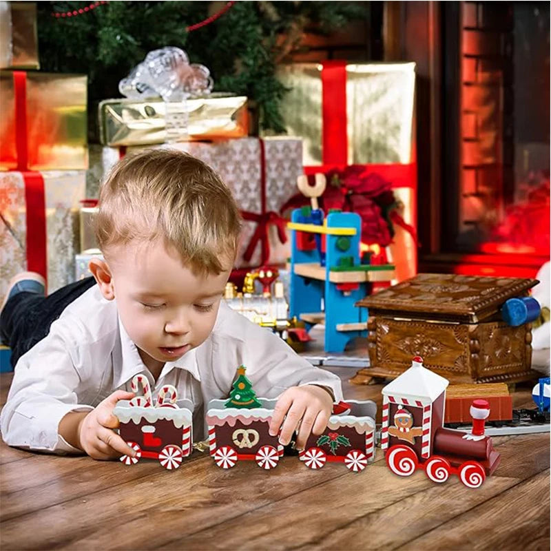 Merry Christmas Home Decor: Christmas Train, Mini Christmas Tree & Reindeer - Xmas/Navidad/Happy New Year Gift Option