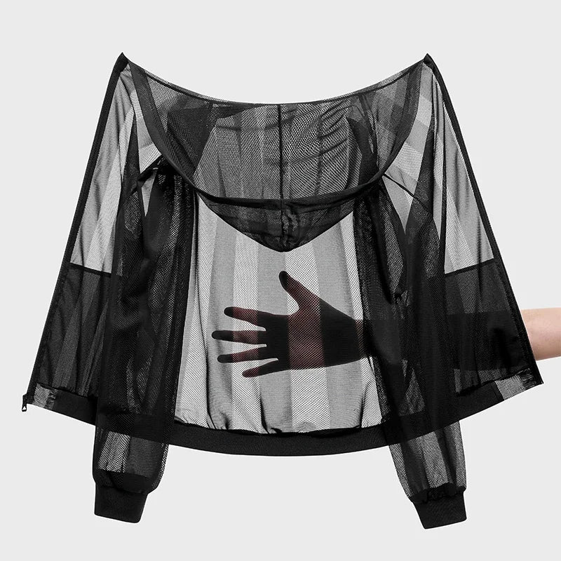 Summer Men's Sun Protection Clothing Lightweight Breathable Ice Silk Hooded Quick Dry Jacket Outdoor Anti-ultraviolet Skin Coat