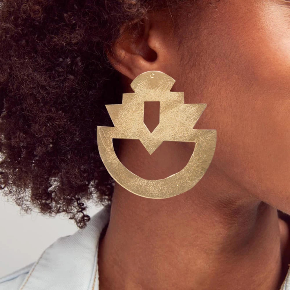 Hoop Earring For Women Gold Color Stud Big Pendant dangle Drop  Earrings