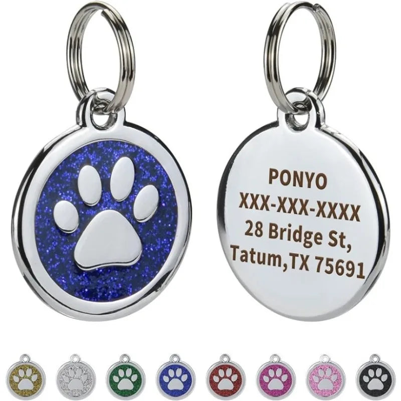 Pet ID Tags Free Engraving Pet Anti-lost Collar Pendant Personalized Puppy Name Tag Cat Paw Decoration Customized Product Custom Tags