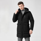 Winter Coat for Men Winter Jackets Water Resistant Warm Thicken Casual Versatile Puffer Coat Men Mid Length Cotton Padded Jacket