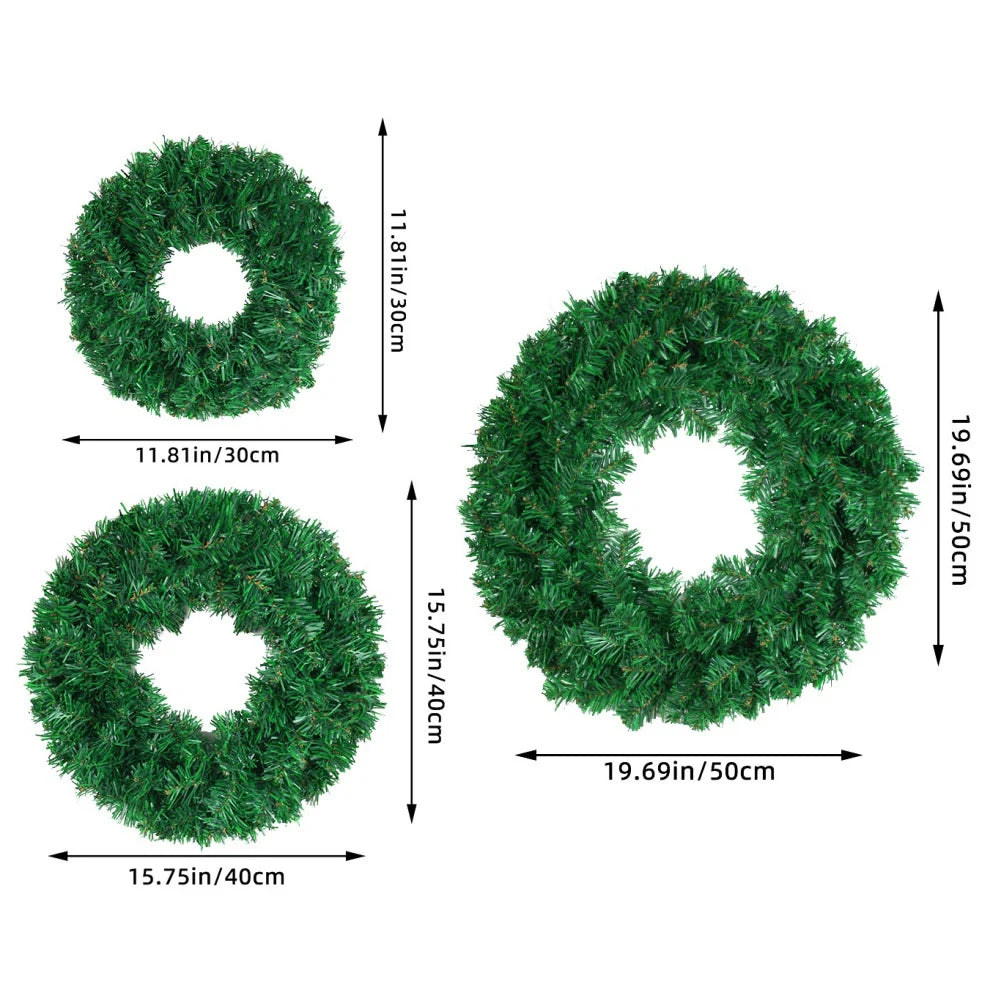30/40/50cm Artificial Green Wreath PVC Wall Wreaths Seasonal Home The Wreath Christmas Ribbon Wreath Front Door Fall Wreaths