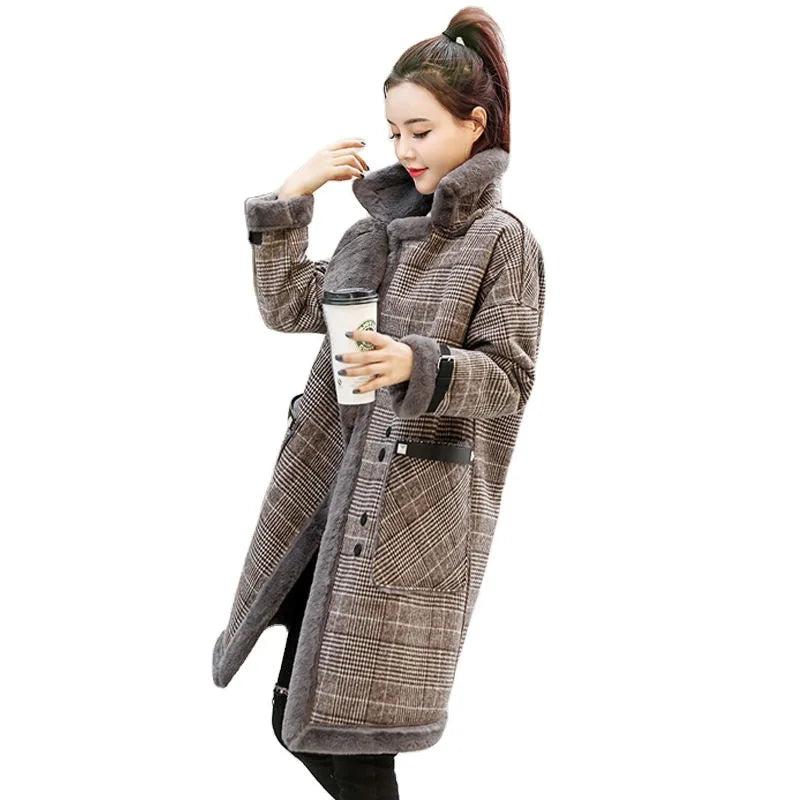 Women Wool Coats Jackets Blends Turn Down Collar Coat Thick Lamb Wool Y2k Streetwear Jacket Work Outerwear Autumn Winter