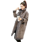 Women Wool Coats Jackets Blends Turn Down Collar Coat Thick Lamb Wool Y2k Streetwear Jacket Work Outerwear Autumn Winter