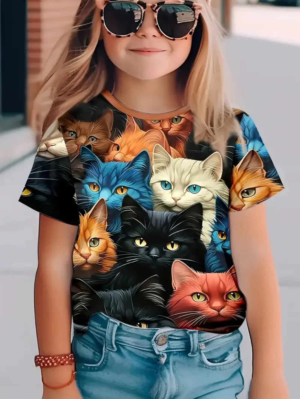 Children T-shirt Fashion Simple Styl Round Neck Short Sleeved T-Shirt Casual Vintage Outdoors Quick-Drying T-Shirt for Girl