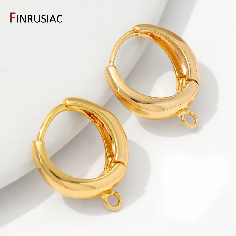 14K Gold Plated Earring Hooks Round Hoop Earrings For Jewelry Making Supplies,Fasteners For Earrings,DIY Earring Accessories