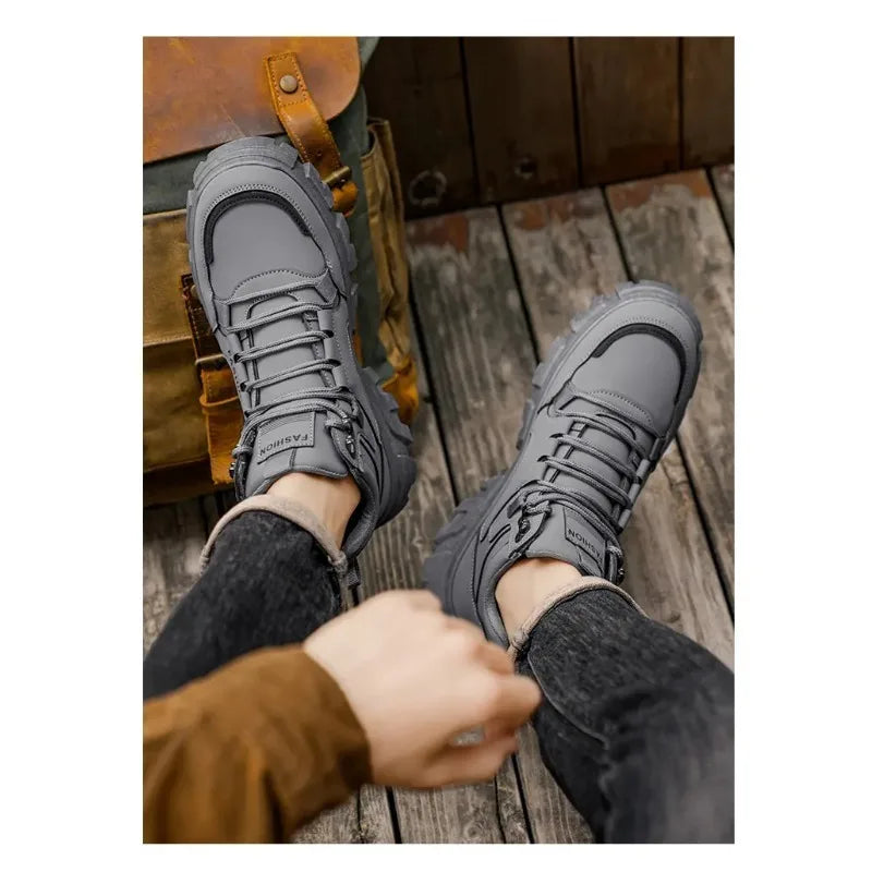 Male Footwear Rubber Men's Shoes 2025 Autumn New Casual Shoes High Top Outdoor Waterproof Anti Slip Man Ankle Boots