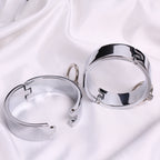 Stainless Steel Slave Handcuffs Restraint Rings Wrist Lock Ankle Cuffs Restraints Legcuffs Erotic Slave Sex Furniture Adult Toys