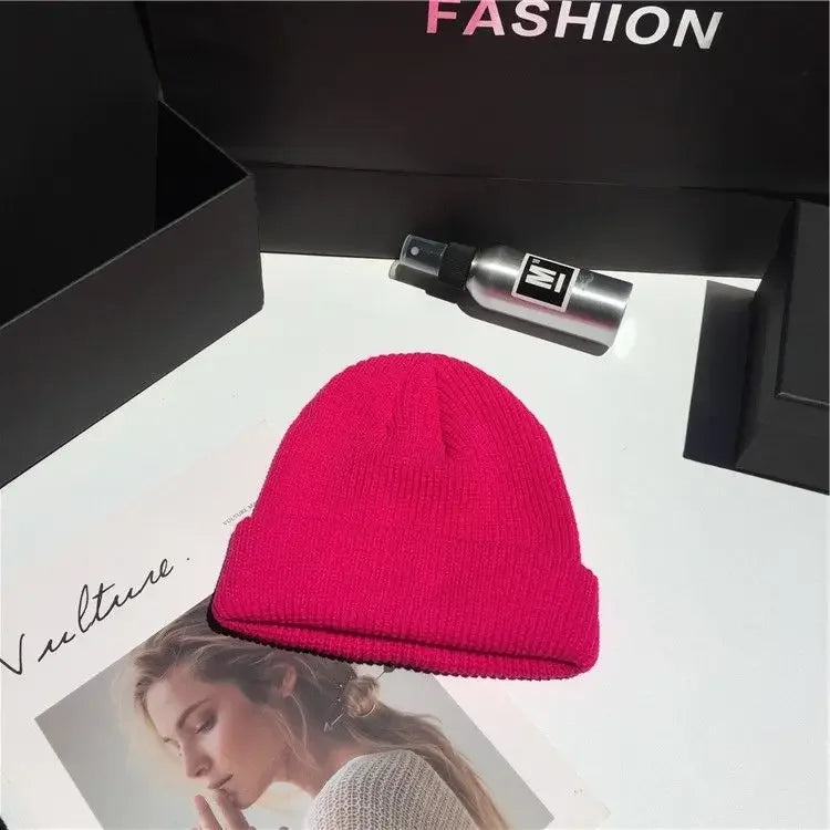 Beanies Women Solid Simple Winter Warm Cotton Knitted Womens Skullies All-match Trendy New Harajuku Chic Students Leisure Hats
