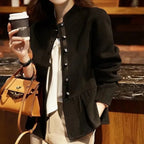 Wool Blend Coat for Women Autumn Plain Ruffles New In Trendy on Sale Mixtures Jacket Woman Medium High Quality Luxury Casual Hot